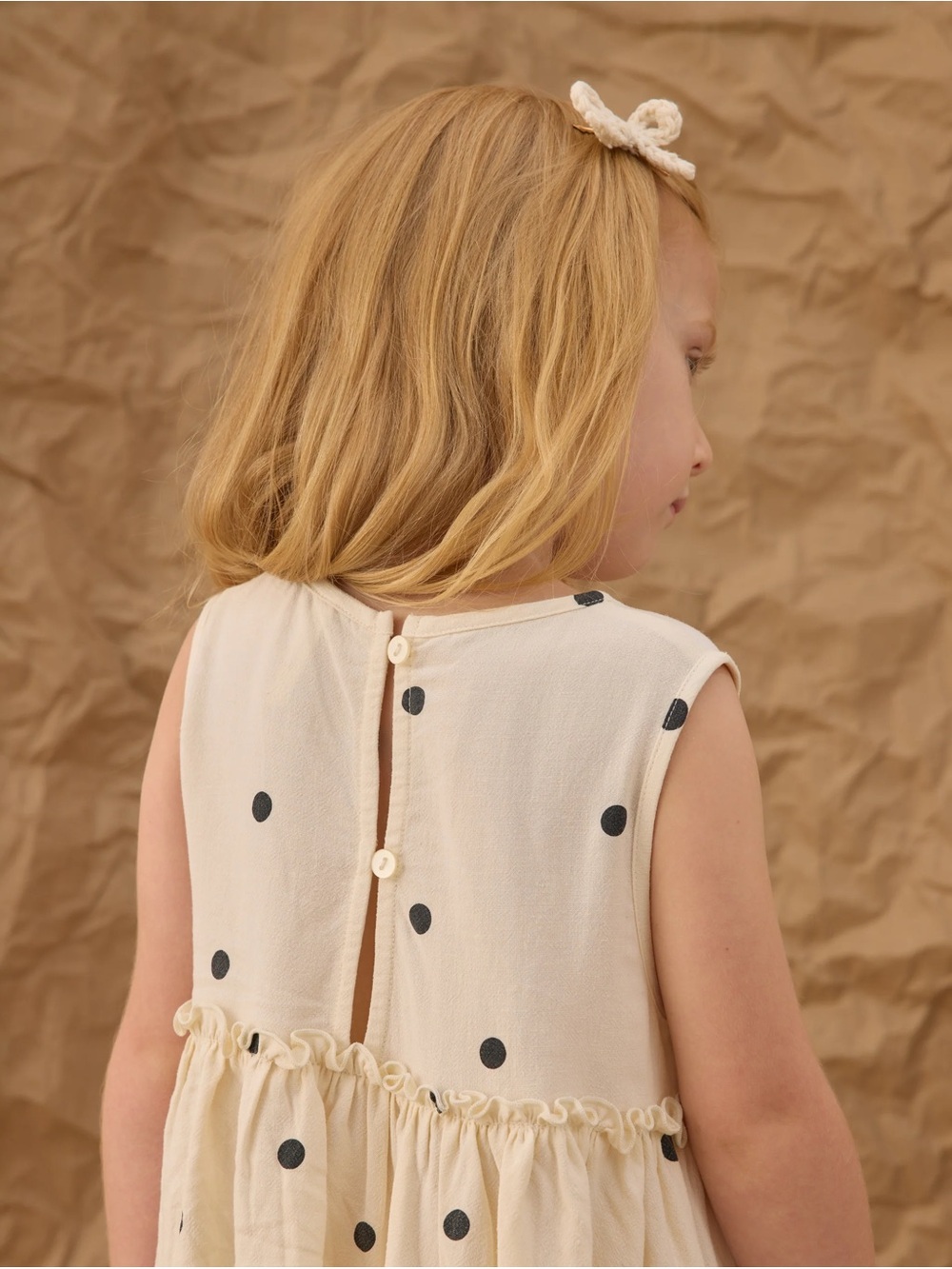 RYLEE + CRU • size 4-5y • Harper Dress Polka Dot Cream & Black Babydoll Dress - Picture 4 of 7